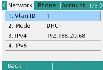 Tela de status do telefone FIP14G