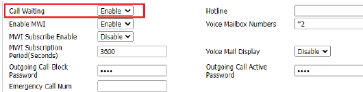 Configuração de Chamada em Espera na interface web