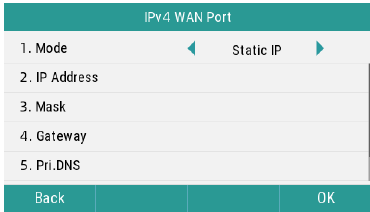 Configuração de IP estático na interface do telefone