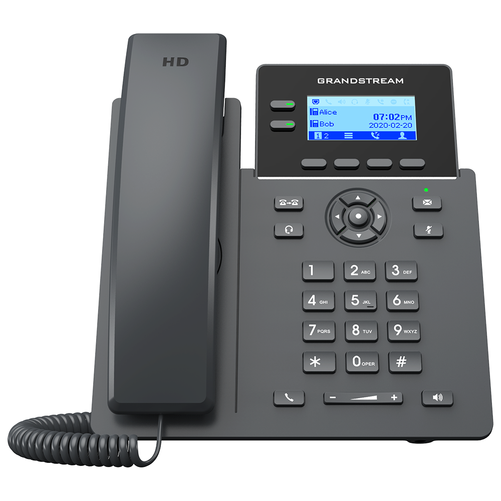 Layout do telefone GRP2602G, mostrando as teclas de linha programáveis