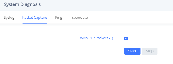 Tela de captura de pacotes, representando uma página de configuração da interface web