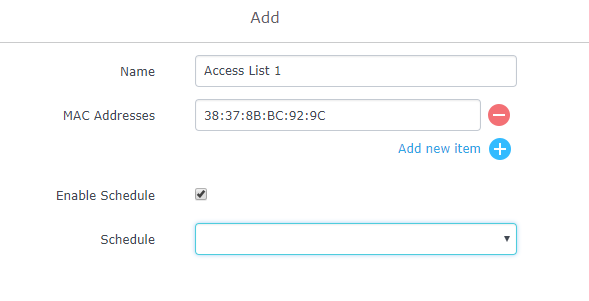 Adicionar Lista de Acesso de Cliente