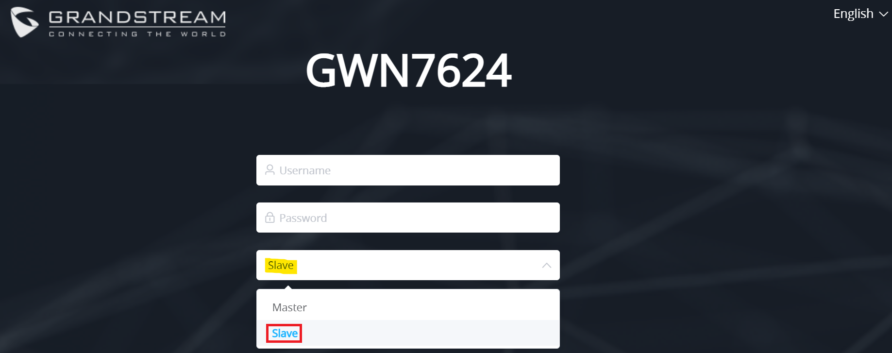 Página de login de um AP Slave