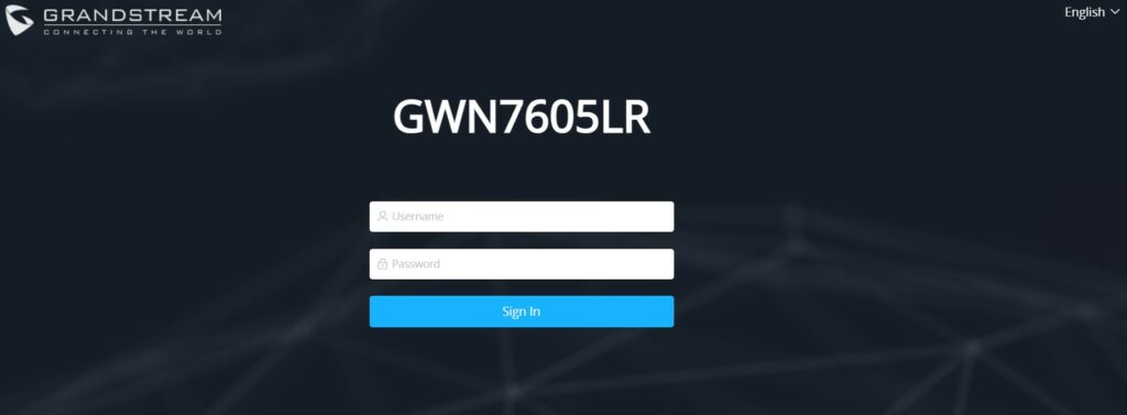 Página de login do GWN76XX