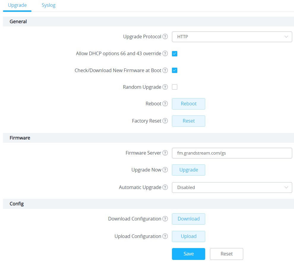 Configuração de atualização de firmware via rede