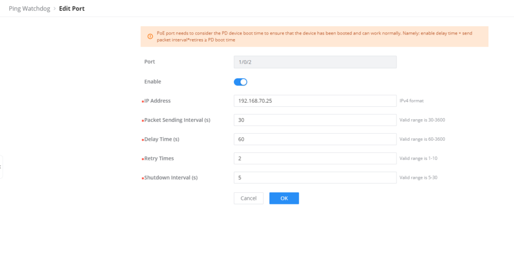 Configuração de Ping Watchdog