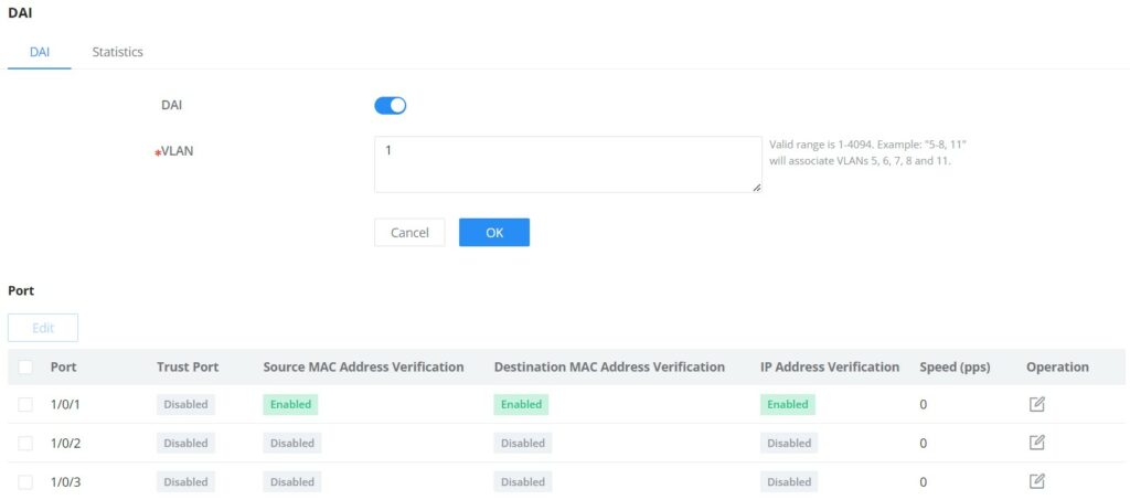Configuração de Dynamic ARP Inspection (DAI)