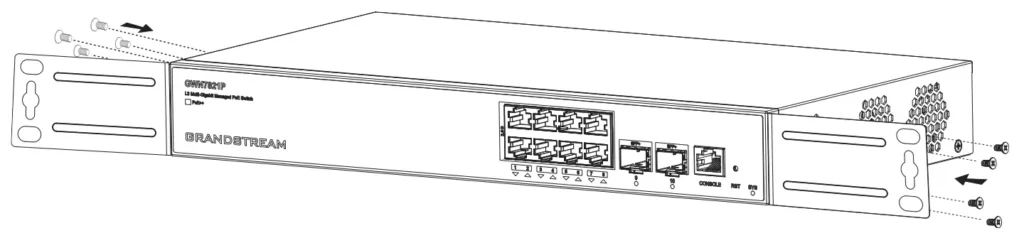 Instalação do GWN7813P em rack - Passo 1