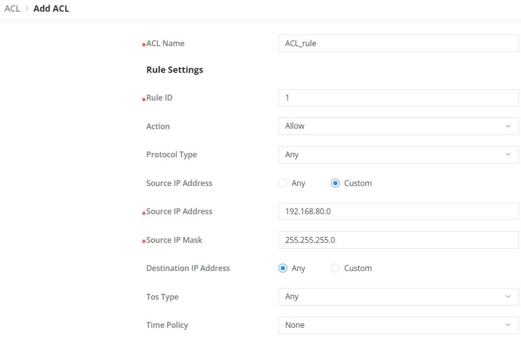 Criação de Regra ACL IPv4/IPv6