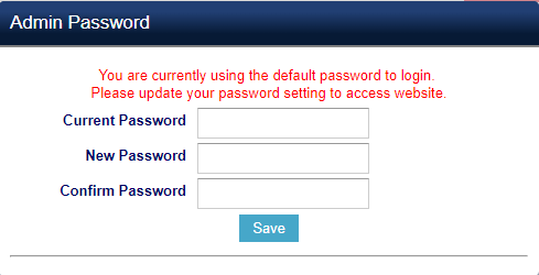 Tela de login e troca de senha da interface web do GXP1615