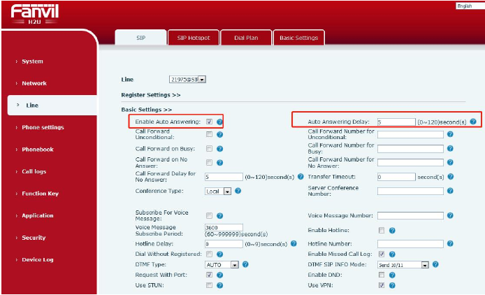 Configuração de atendimento automático na interface web