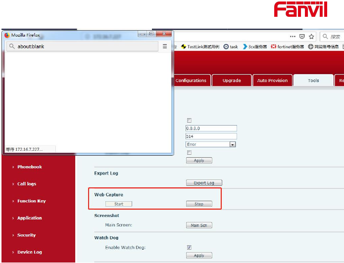 Interface de captura de pacotes de rede na web