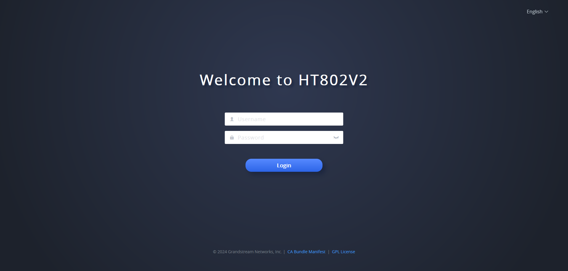 Página de login da interface web do HT802