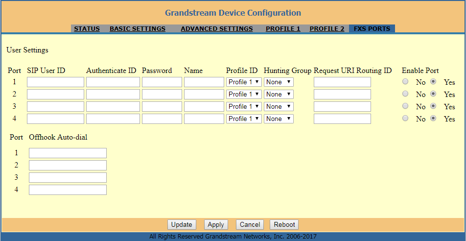 Configurações de contas SIP no HT812
