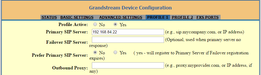 Configuração de perfis SIP no HT818