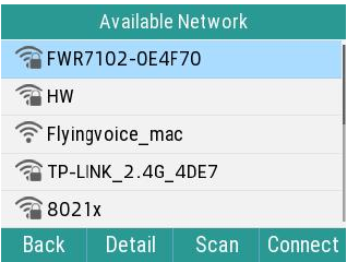 Conexão a uma rede Wi-Fi na interface do telefone