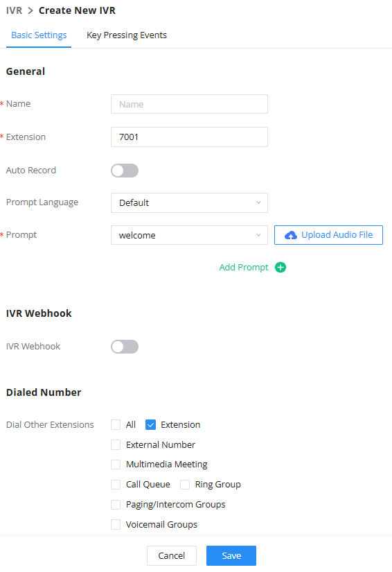 Create New IVR
