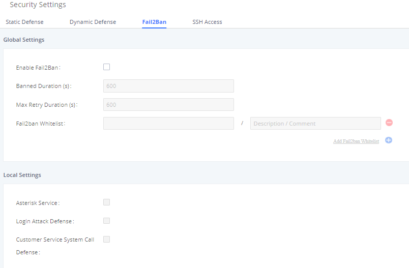 Fail2ban Settings