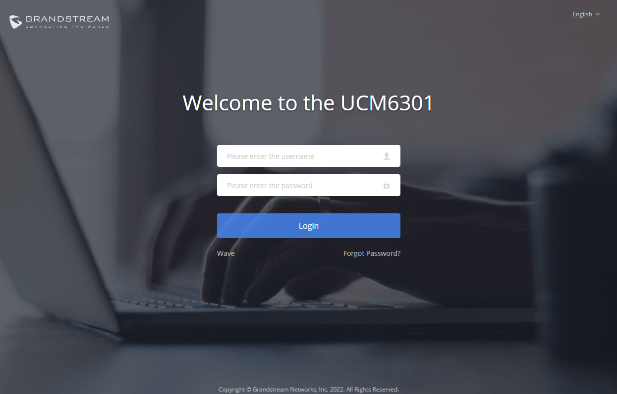 UCM6302 Web GUI Login Page