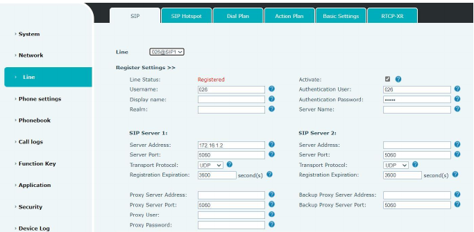 Configurações de Registro SIP na Web