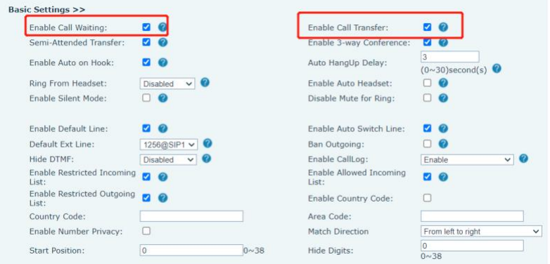 Configuração de Chamada em Espera na interface web