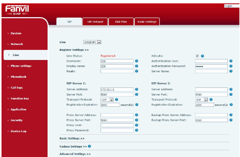 Configurações de Registro SIP na Web