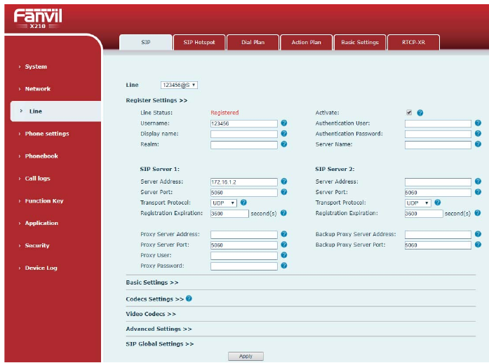 Configuração de Registro SIP na Web