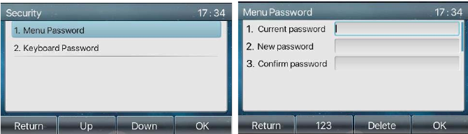Interface de Redefinição de Senha do Menu