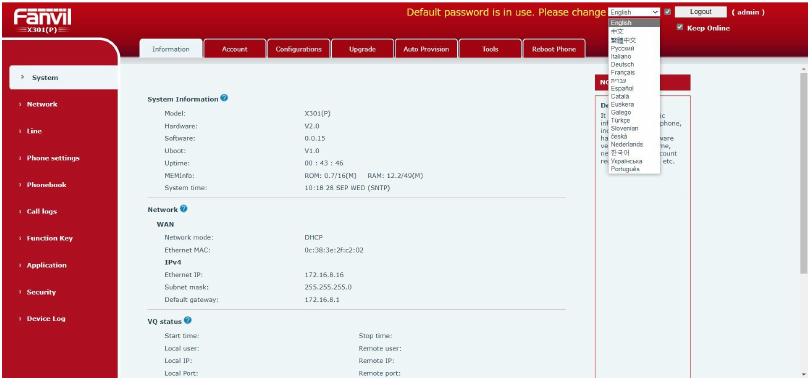 Configurações de Idioma na Web