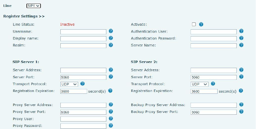 Configurações de Registro SIP na Web