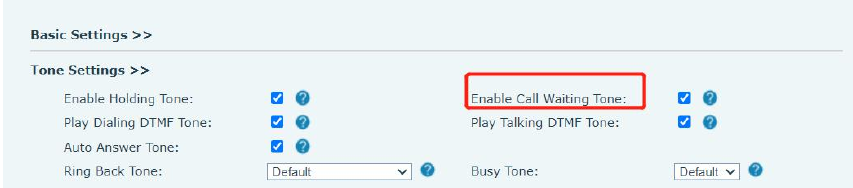 Configuração de Tom de Chamada em Espera (Web)