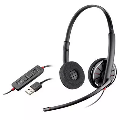 Headset Plantronics C320 M USB-A Binaural (Estéreo) com Microfone Boom e Controle Inline – PC, Mac, Teams e Zoom