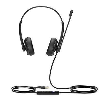 Foto 1 do produto Headset Yealink UH34 Dual Teams – 2 Fones, Couro Sintético
