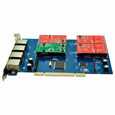 Placa Asterisk TDM410P 3FXO 1FXS – 4 Portas Analógicas PCI para PC com Asterisk (similar Digium)