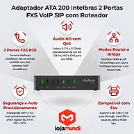 Foto 3 do produto Adaptador ATA 200 Intelbras 2 Portas FXS VoIP SIP com Roteador