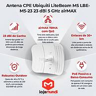 Foto 2 do produto Antena CPE Ubiquiti LiteBeam M5 LBE-M5-23 23 dBi 5 GHz airMAX - Enlace Ponto a Ponto Outdoor com Tecnologia InnerFeed