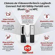Foto 2 do produto Câmera de Videoconferência Logitech Connect Full HD 1080p Portátil com Bluetooth e NFC