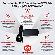 Foto 5 do produto Fonte Injetor PoE Grandstream 30W 54V 2.5Gbps GS-POE30W-MG