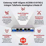 Foto 2 do produto Gateway VoIP Aligera AG308-O 8 Portas FXO SIP para Telefonia IP