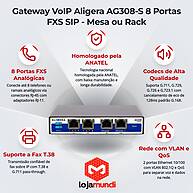 Foto 2 do produto Gateway VoIP Aligera AG308-S - 8 Portas FXS SIP com Opção Mesa ou Rack