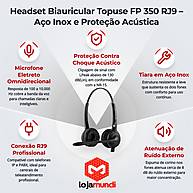 Foto 2 do produto Headset Biauricular Topuse FP 350 RJ9 com Tiara em Aço Inox