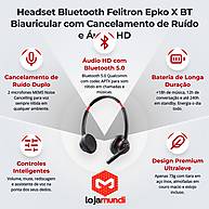 Foto 4 do produto Headset Bluetooth Felitron Epko X BT Biauricular com Cancelamento de Ruído e Áudio HD