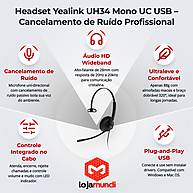 Foto 2 do produto Headset Yealink UH34 Mono UC USB Preto Cancelamento Ruído