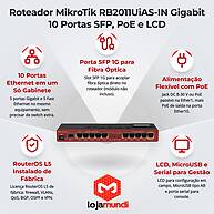 Foto 2 do produto Roteador MikroTik RB2011UiAS-IN Gigabit 10 Portas com SFP, PoE e LCD