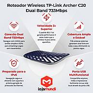 Foto 4 do produto Roteador Wireless TP-Link Archer C20 Dual Band 733Mbps