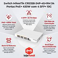 Foto 3 do produto Switch MikroTik CRS328-24P-4S+RM Cloud Router Switch 24 Portas Gigabit PoE+ com 4 SFP+ 10G e Dual Boot RouterOS/SwOS