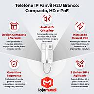 Foto 3 do produto Telefone IP Fanvil H2U 2 Linhas SIP PoE Áudio HD Compacto Branco