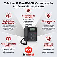 Foto 5 do produto Telefone IP Fanvil V50P 2 Linhas SIP PoE Voz HD Cinza Escuro