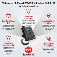 Foto 4 do produto Telefone IP Fanvil X303P 4 Linhas SIP PoE Display Colorido Áudio HD