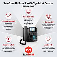 Foto 4 do produto Telefone IP Fanvil X4G Gigabit 4 Contas SIP PoE Tela Colorida